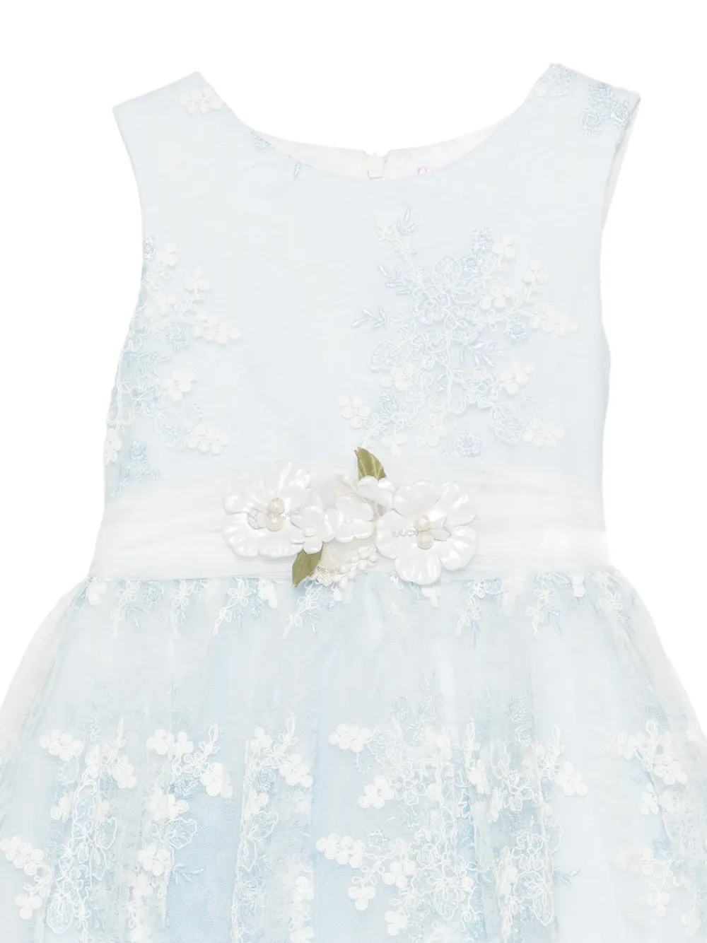 Mimilù Jurk met bloemenkant applicatie Blauw