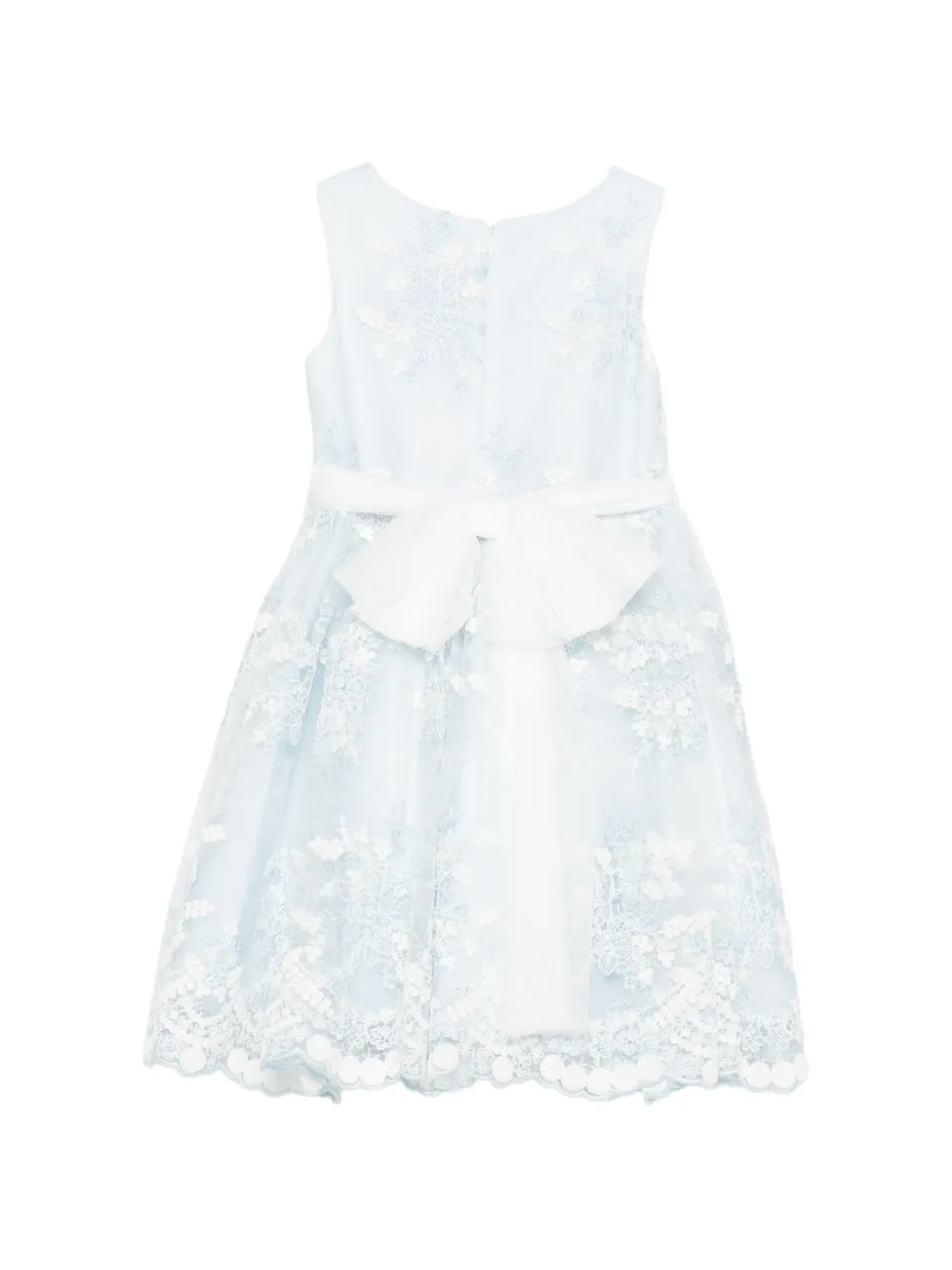 Mimilù Jurk met bloemenkant applicatie Blauw