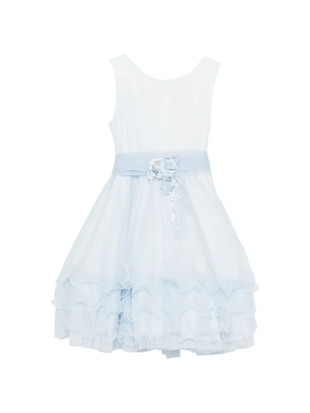 Mimilù floral-appliqué ruffled dress - Blu