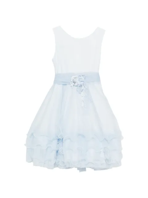 Mimilù floral-appliqué ruffled dress