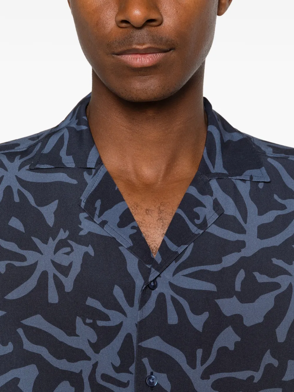 BOSS Piqué overhemd met logo-patch Blauw