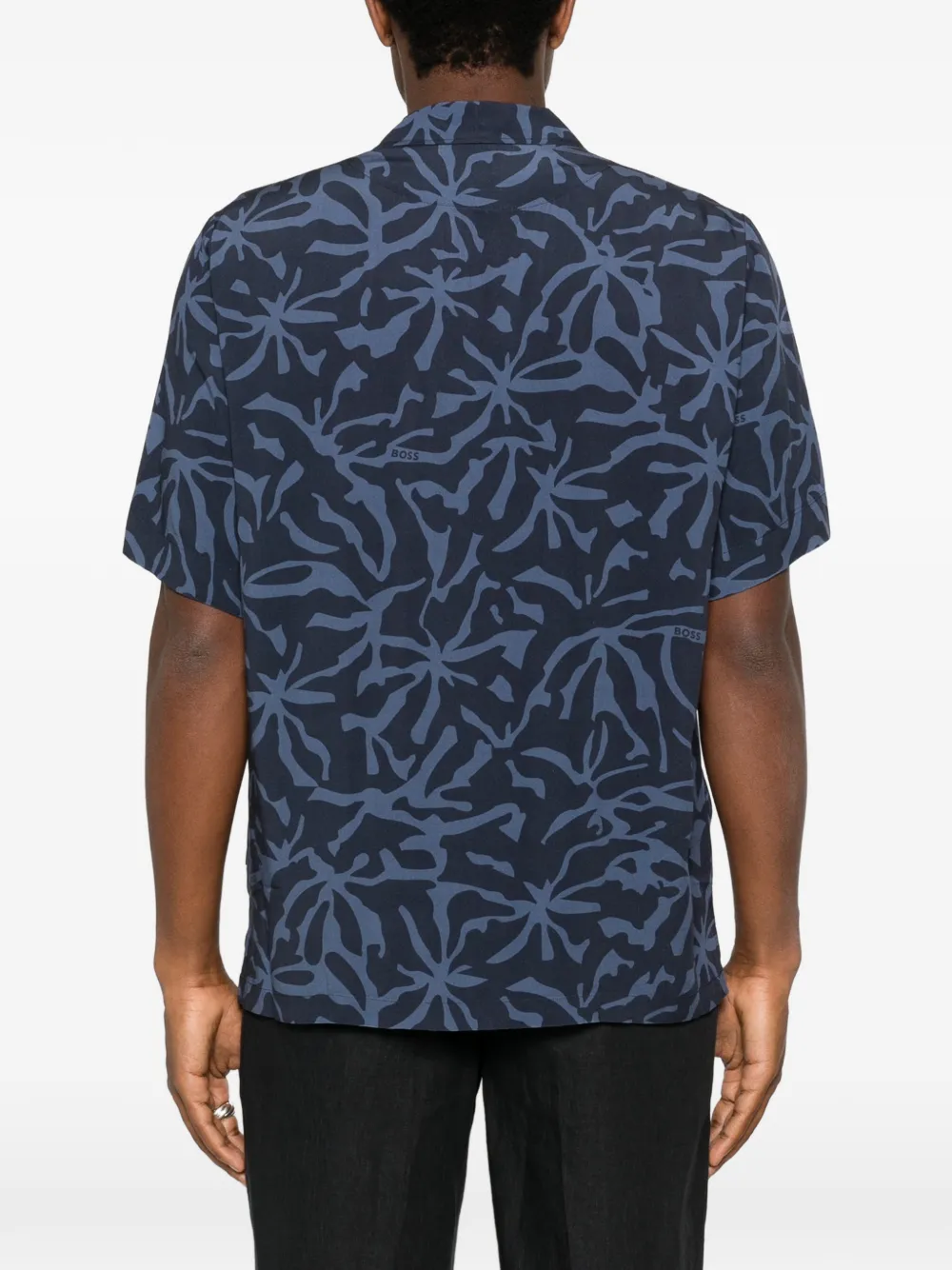 BOSS Piqué overhemd met logo-patch Blauw
