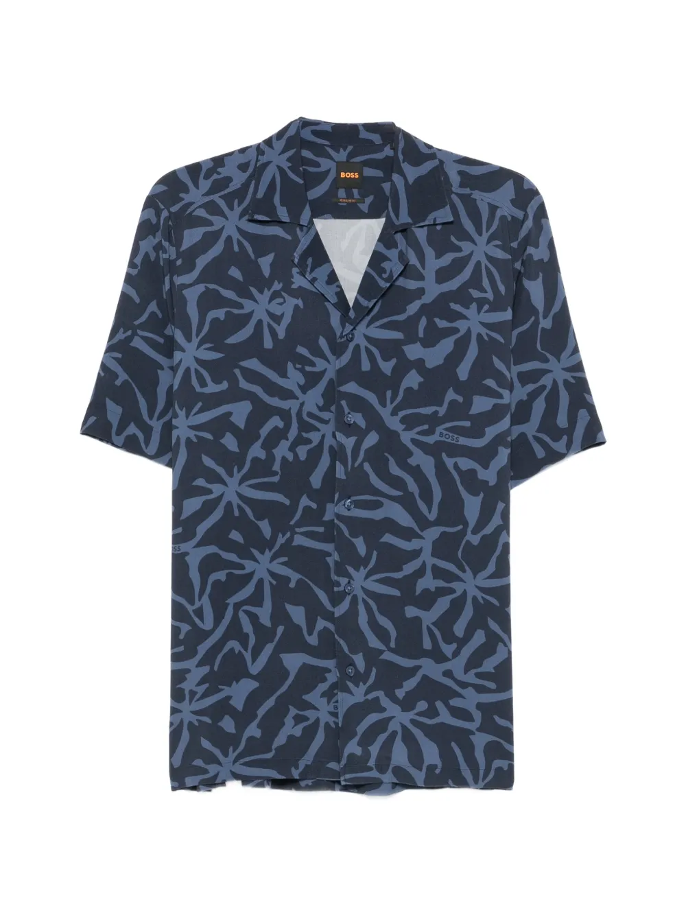 BOSS 로고 패치 피케 셔츠 | 블루 | Image 1