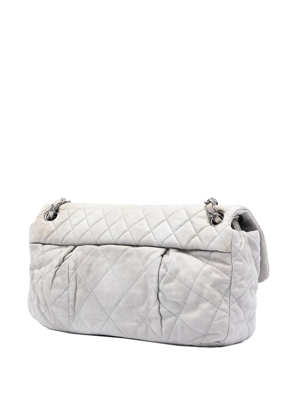  Chanel Pre-owned Borsa A Spalla Coco Pleats Grande In Pelle Di Vitello Iridescente Trapuntata Con Battente 2010-2011 - Grigio 
