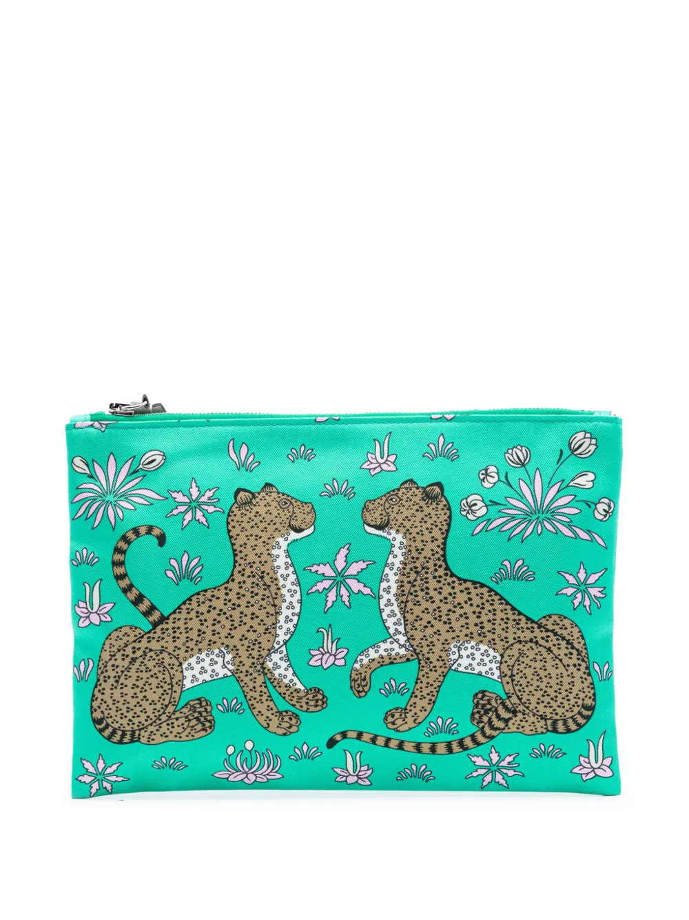 Hermès Pre-Owned 2023 Les Leopards Silky Pocket Cosmetic Case pouch - Grün