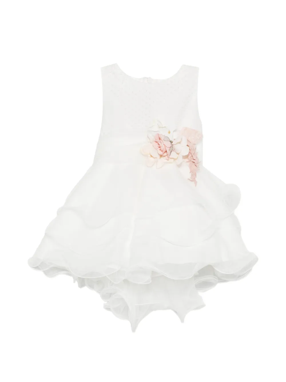 Mimilù floral-appliqué ruffled dress - Weiß