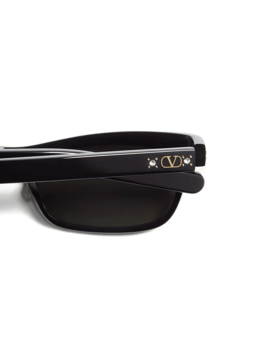 VALENTINO GARAVANI EYEWEAR Zonnebril met acetaat rechthoekig montuur Zwart