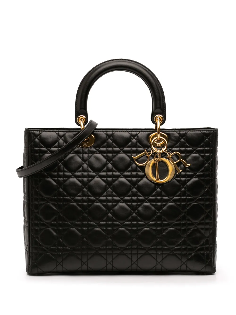 Christian Dior Pre-Owned 2007 Large Lambskin Cannage Lady Dior satchel - Schwarz