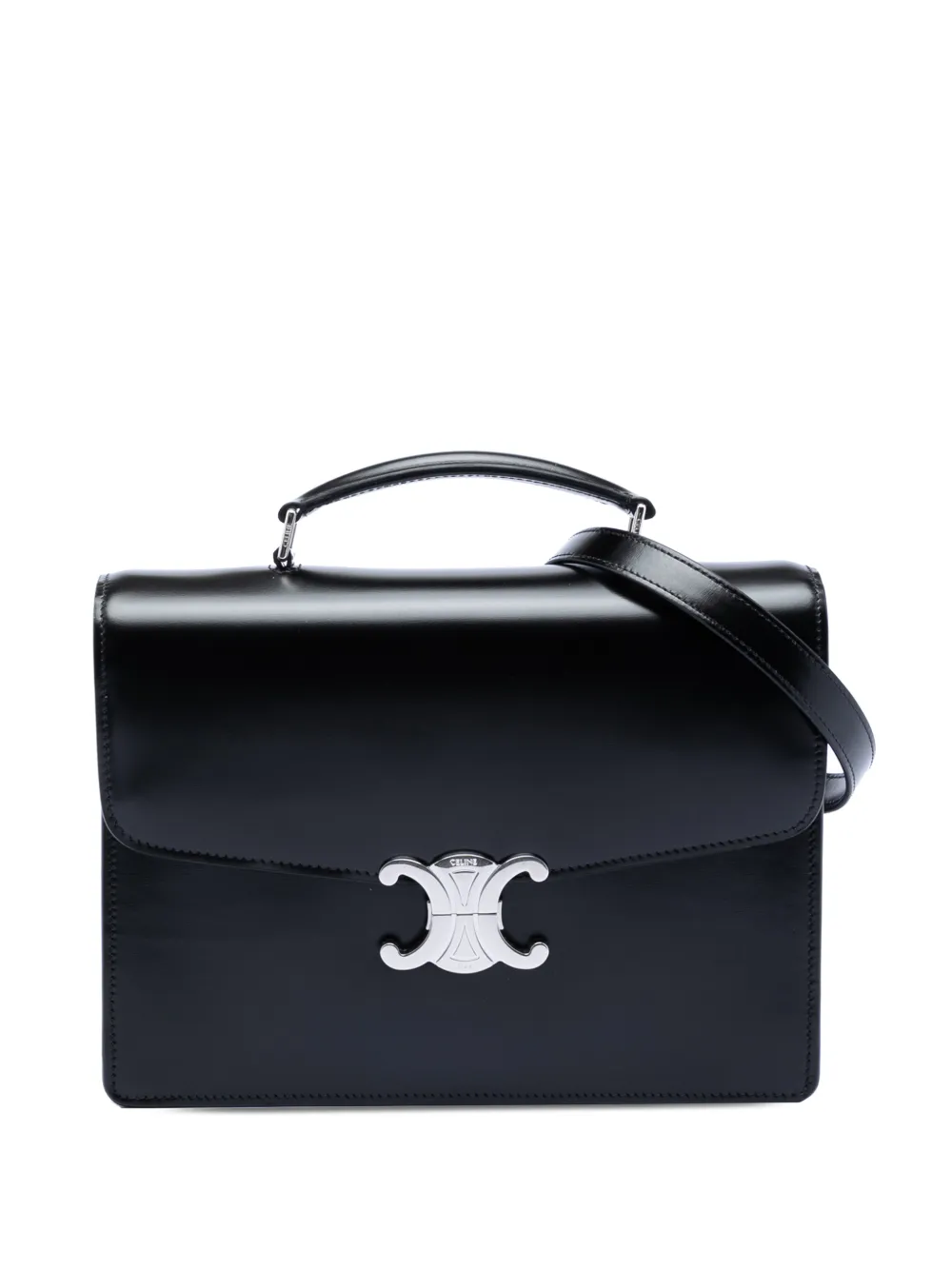 Celine Pre-Owned 2010-2025 Small Shiny Calfskin Triomphe Cartable satchel - Nero