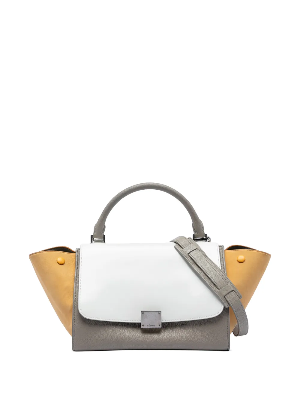 Celine Pre-Owned 2016 Small Tricolor Leather Trapeze satchel - Grigio