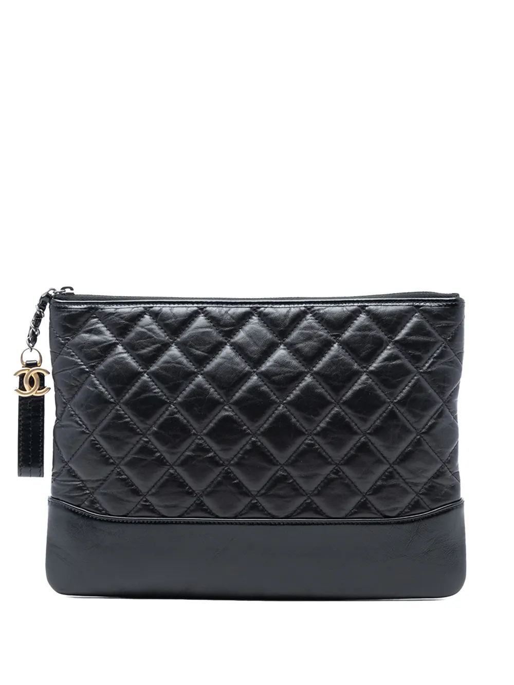 CHANEL Pre-Owned 2019 Medium Aged Calfskin Gabrielle O Case clutch bag - Nero