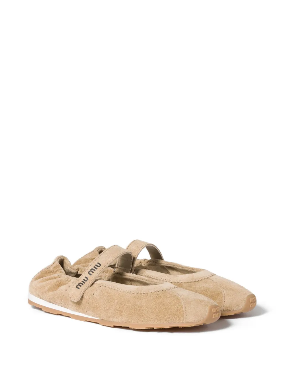 Miu Plume suede ballerinas Beige