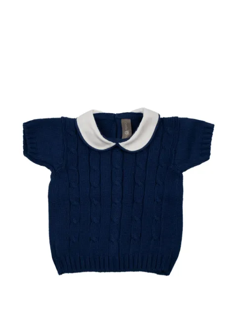 Little Bear braided peter pan collar T-shirt