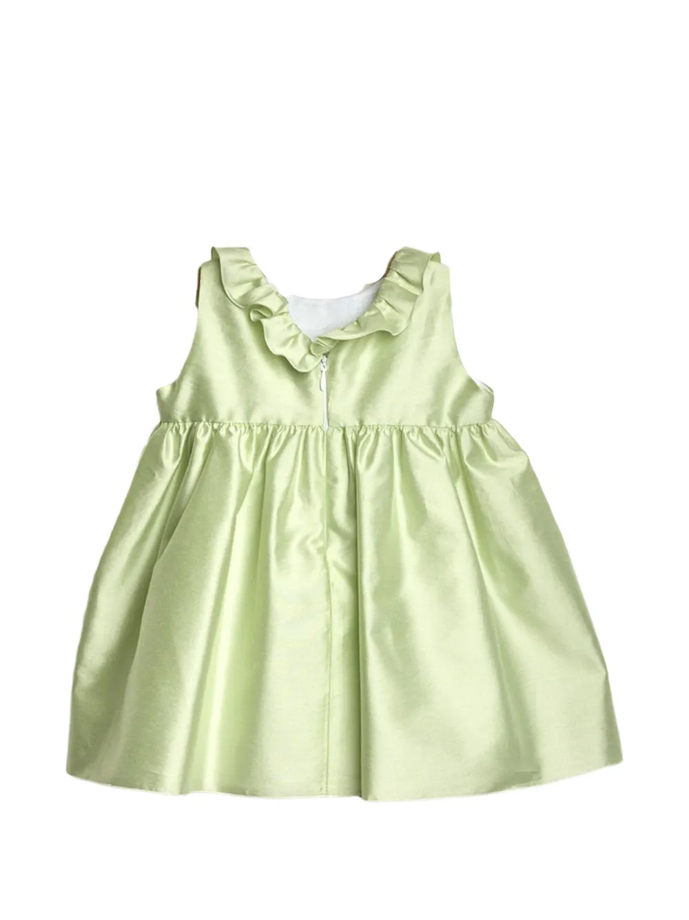Little Bear ruffled-neck central-bow dress - Verde