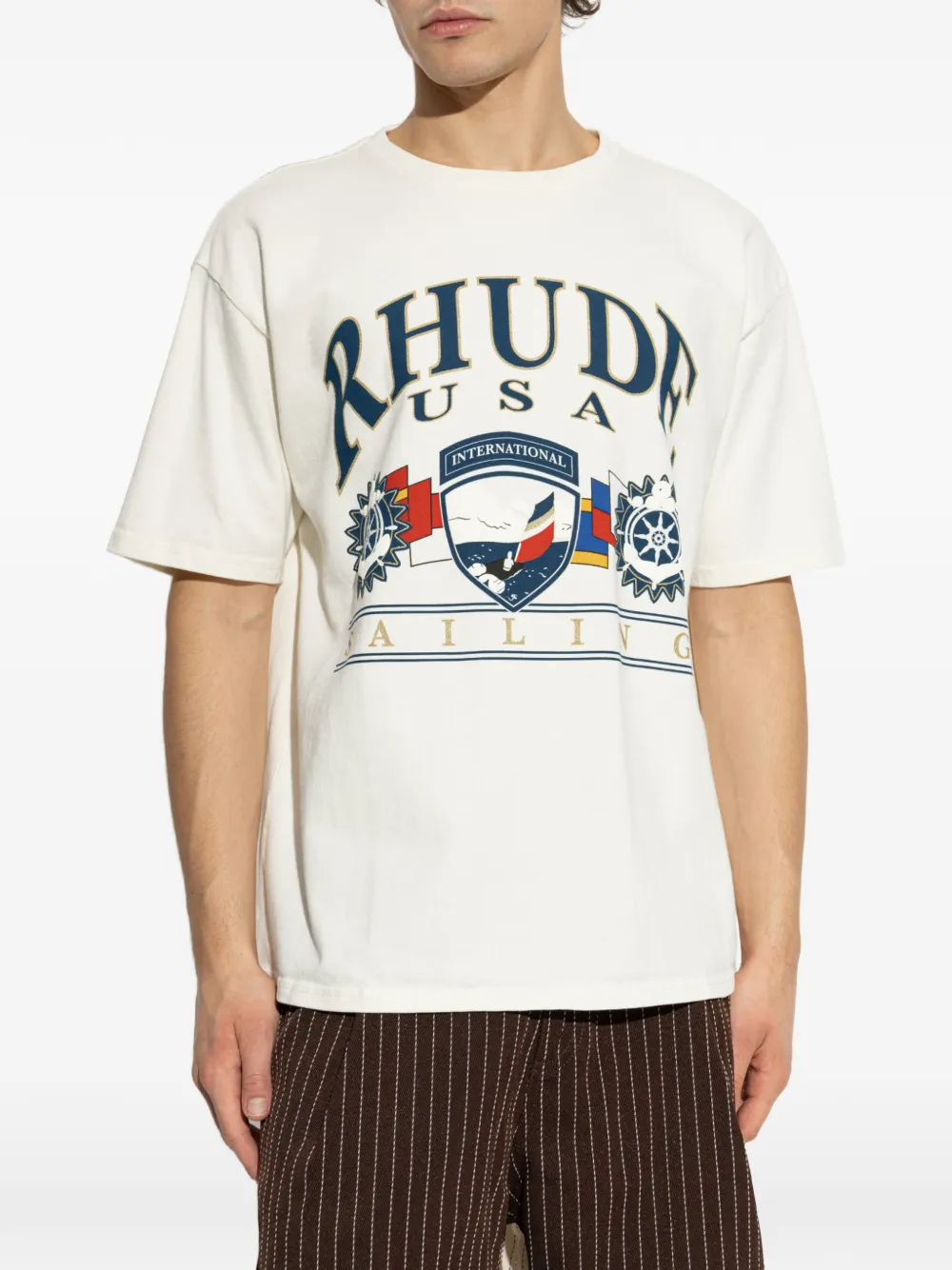 RHUDE T-shirt met grafische print Beige