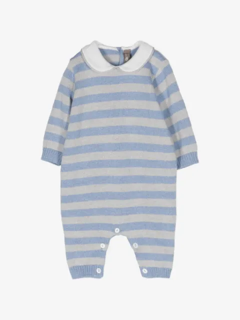 Little Bear striped peter pan collar romper