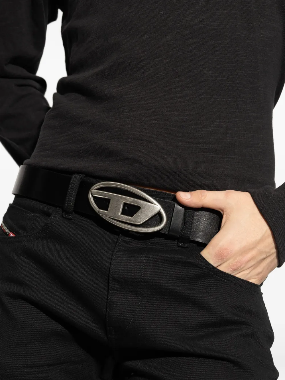 Diesel B-1dr riem met logoplakkaat Zwart