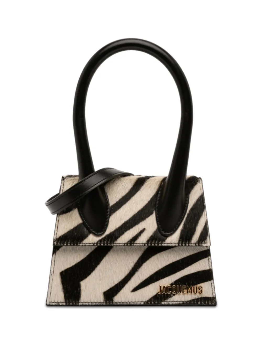 Jacquemus Pre-Owned 2018-2026 Pony Hair Zebra Print Le Chiquito Moyen satchel - Nero