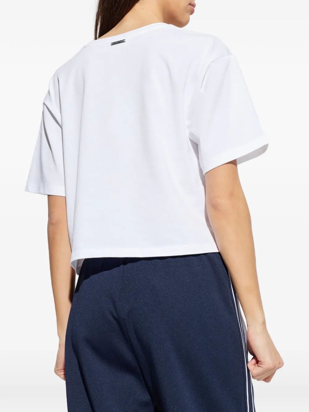 Michael Kors Cropped T-shirt met logo-reliëf Wit