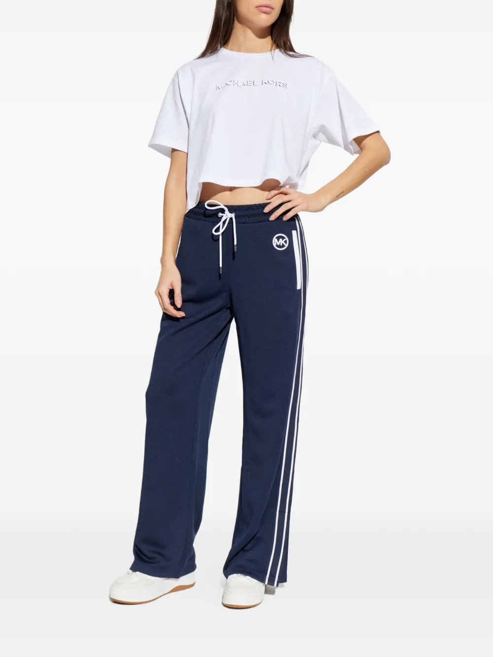 Michael Kors Cropped T-shirt met logo-reliëf Wit