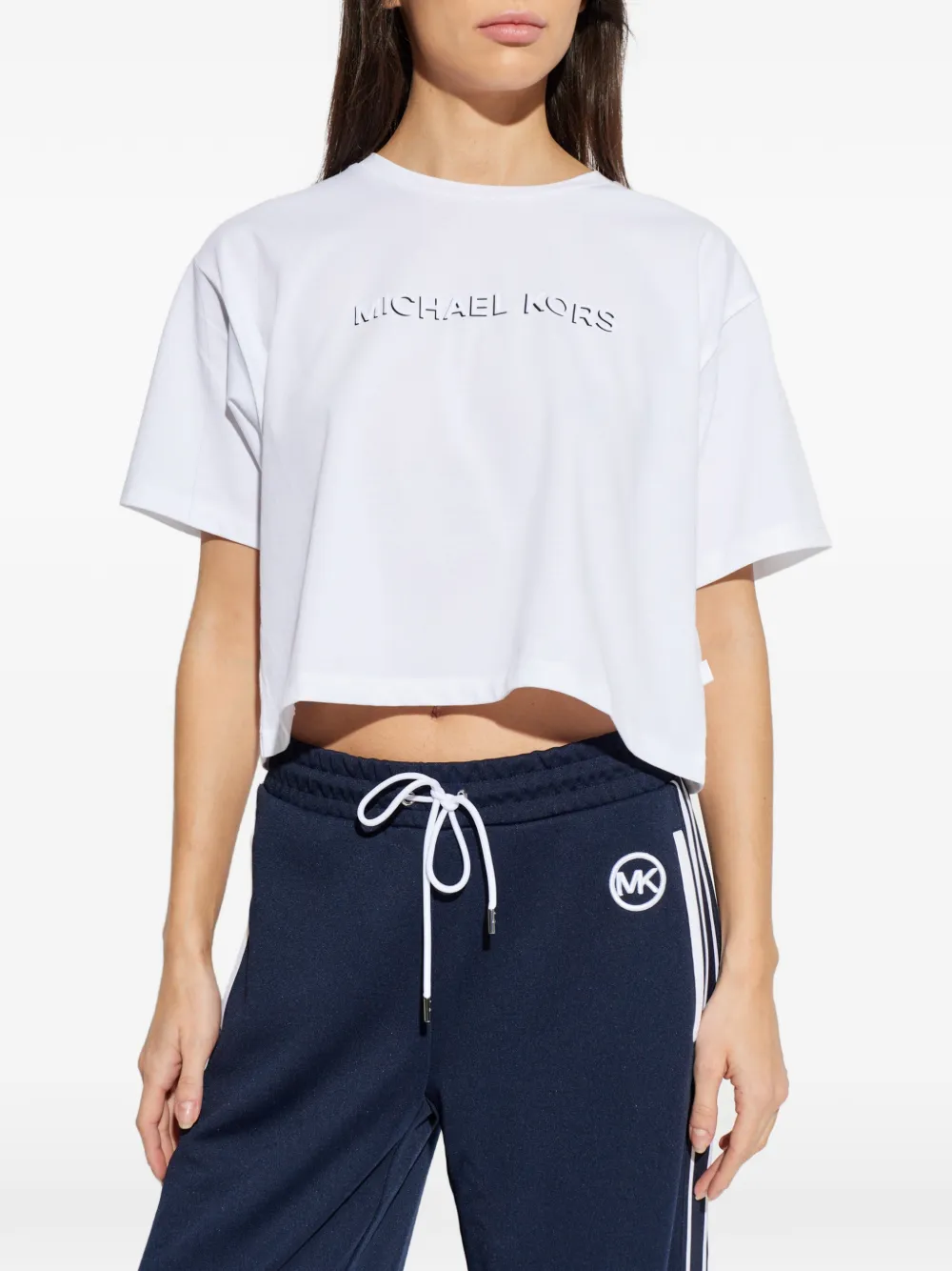 Michael Kors Cropped T-shirt met logo-reliëf Wit
