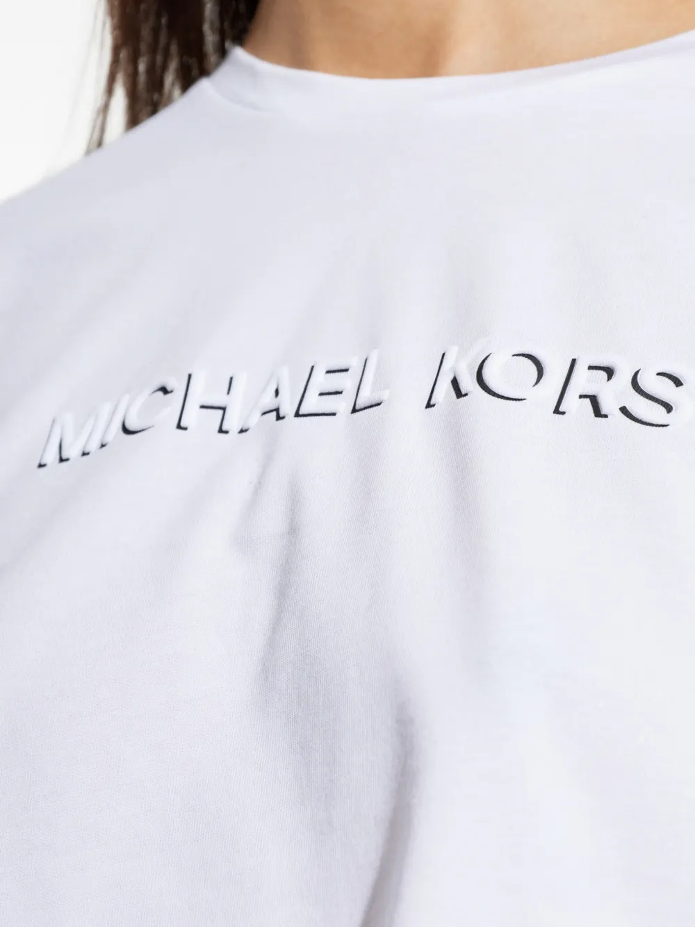 Michael Kors Cropped T-shirt met logo-reliëf Wit