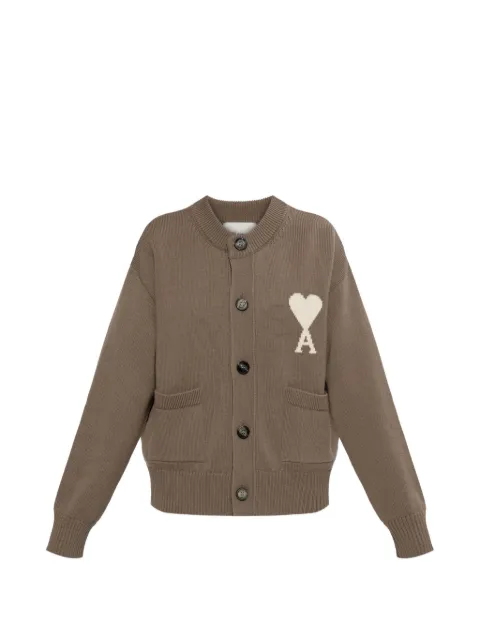 AMI Paris Ami de Coeur logo-patch cardigan