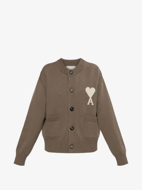 AMI Paris Ami de Coeur logo-patch cardigan