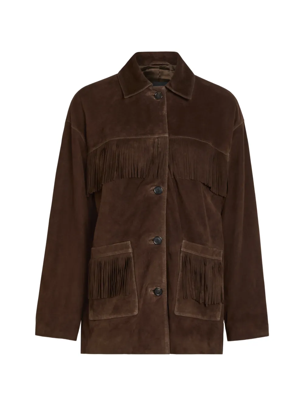 Nili Lotan Foudre fringe-trimmed suede jacket - Braun