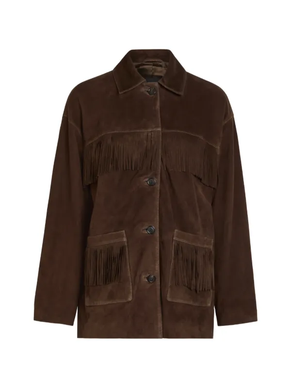 Nili Lotan Foudre Fringe-trimmed Suede Jacket in Brown