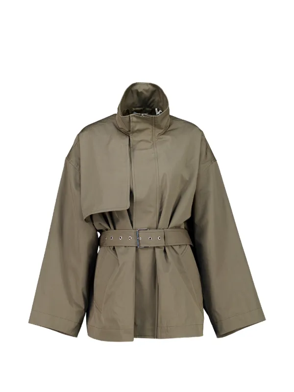 Frame Storm-flap Belted Jacket in Green