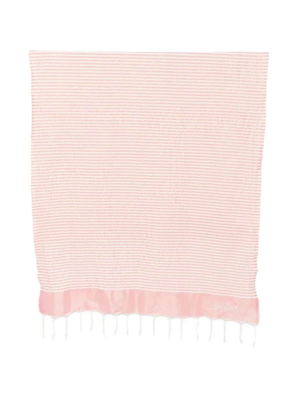 MC2 Saint Barth Kids shimmer-effect striped beach towel - Rosa