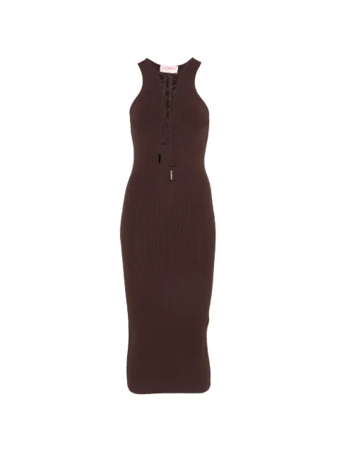 Iceberg lace-up ribbed-knit dress
