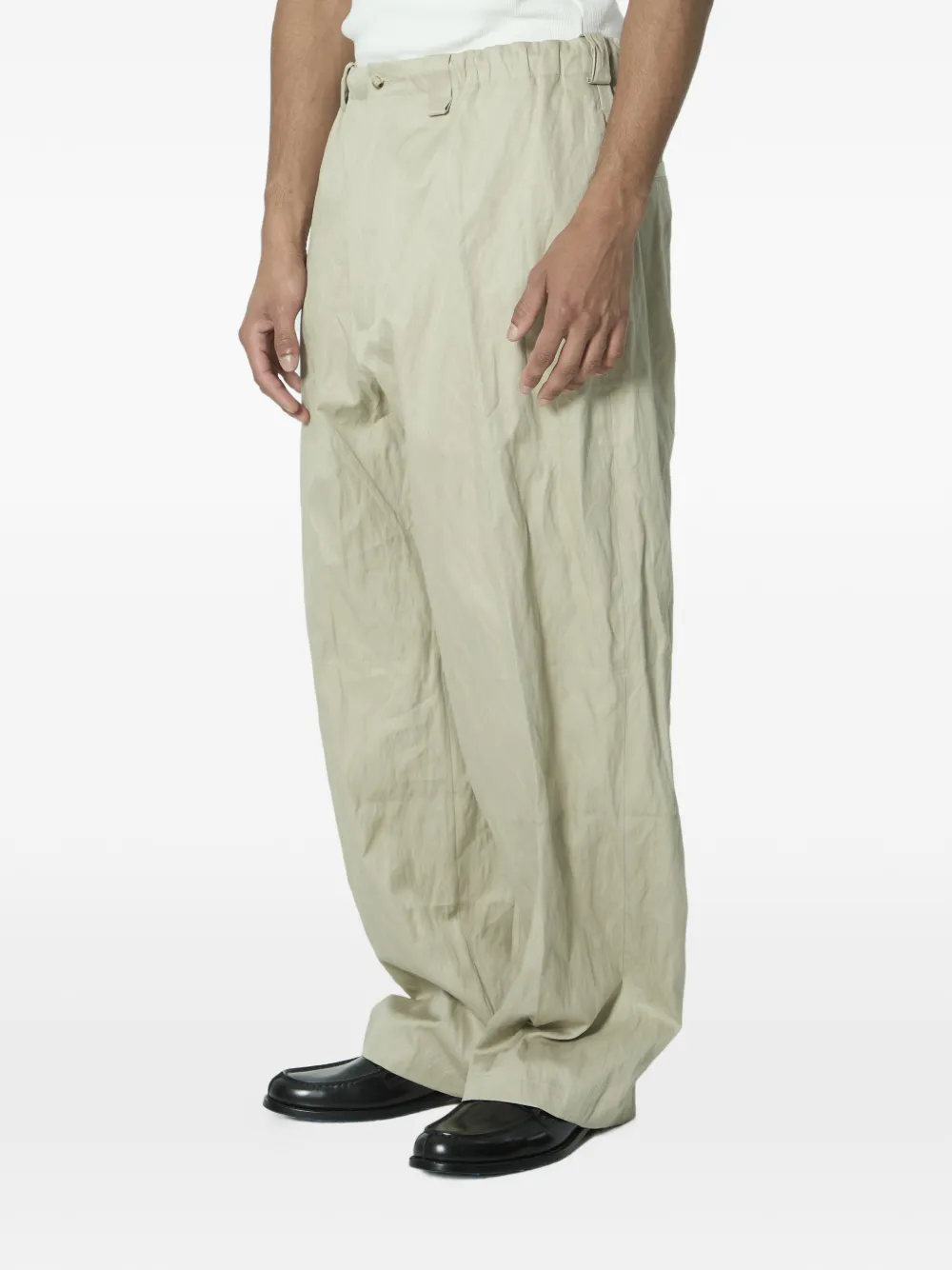 Willy Chavarria Toluca katoenen broek met knoopsluiting en wijde pijpen Beige