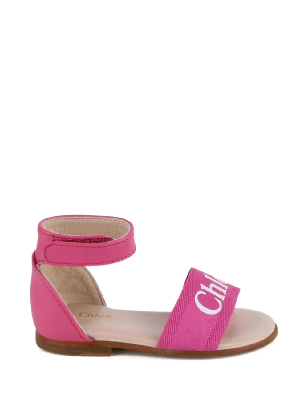Chloé Kids logo-print strap sandals Roze