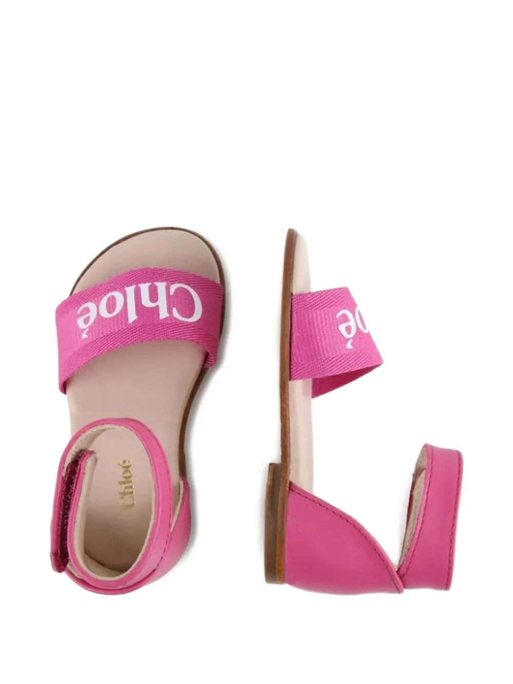 Chloé Kids logo-print strap sandals Roze