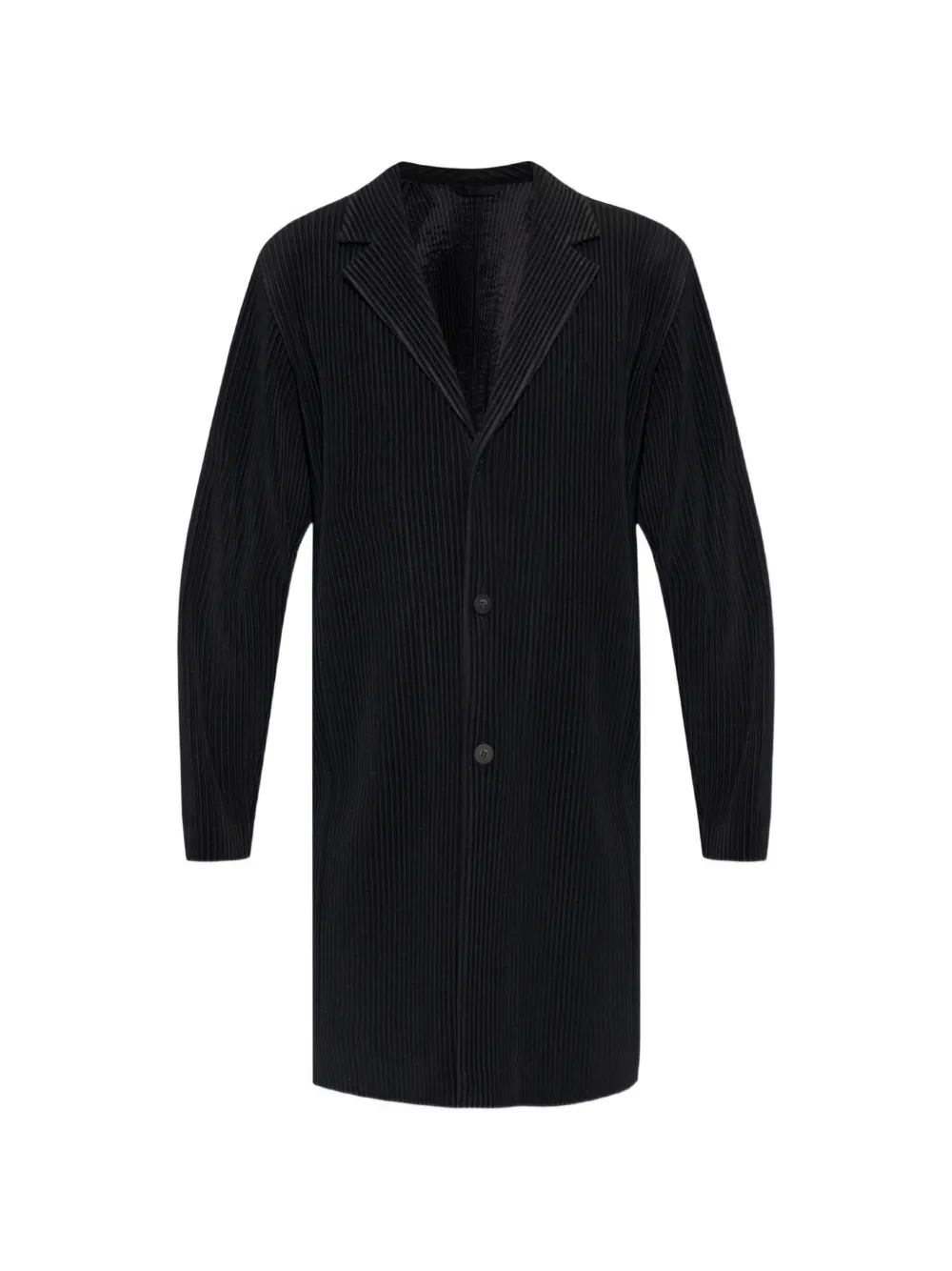 Issey Miyake Pleated Coat In Black