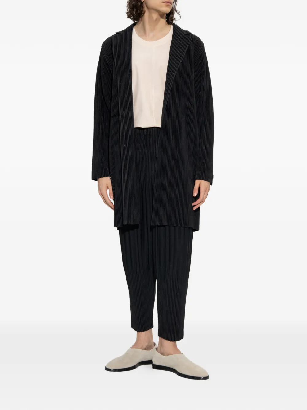 Homme Plissé Issey Miyake Jas met plooien Zwart