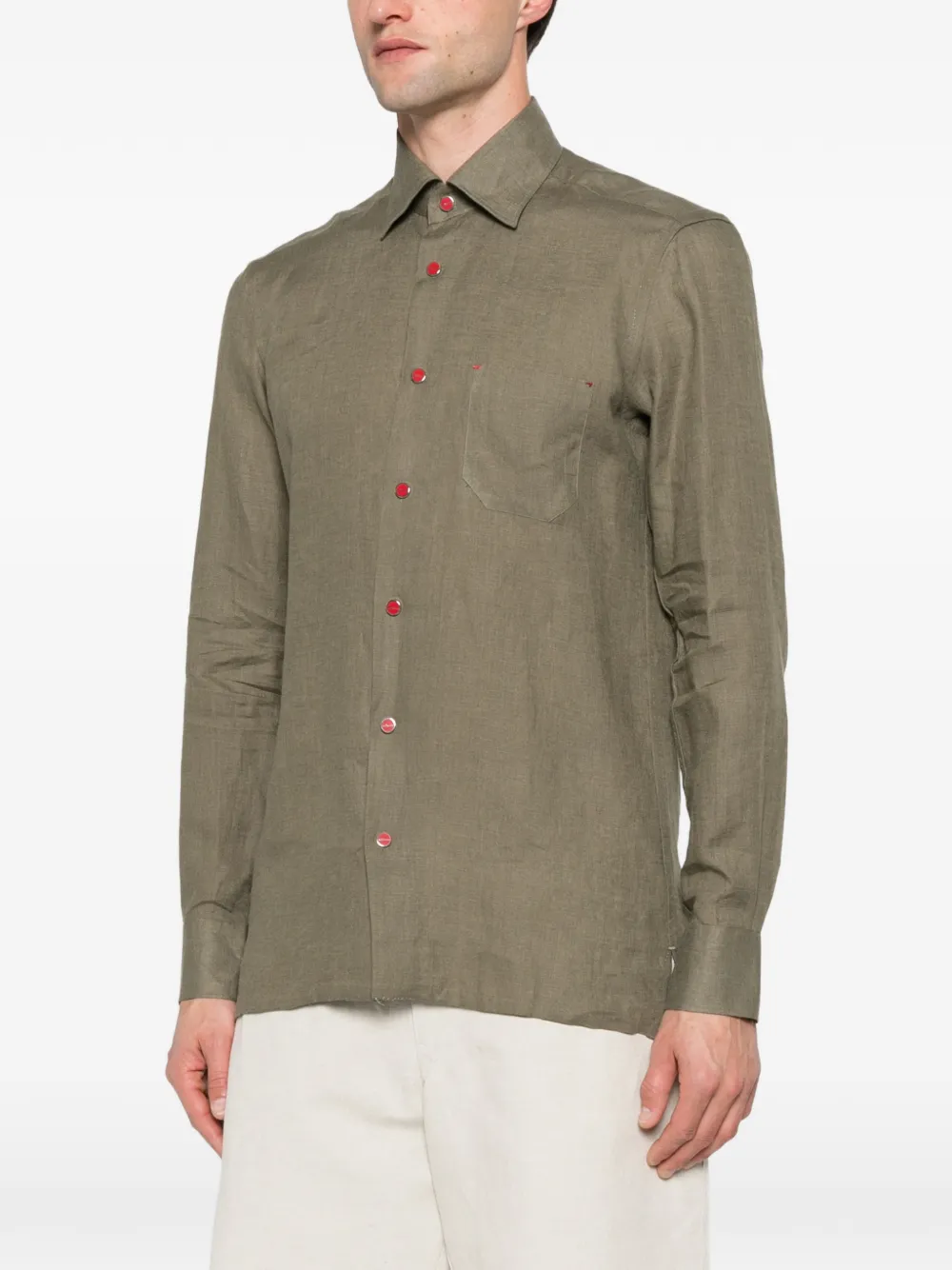  Kiton Camisa Con Botones - Verde 