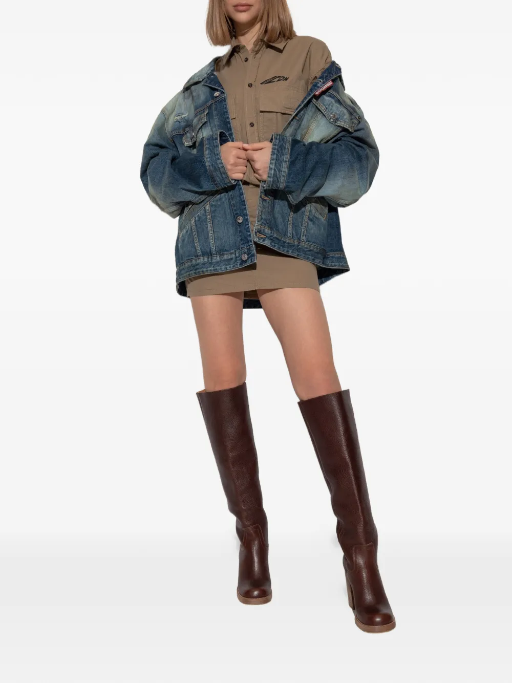 DSQUARED2 Gerafeld denim jack met vervaagd effect Blauw