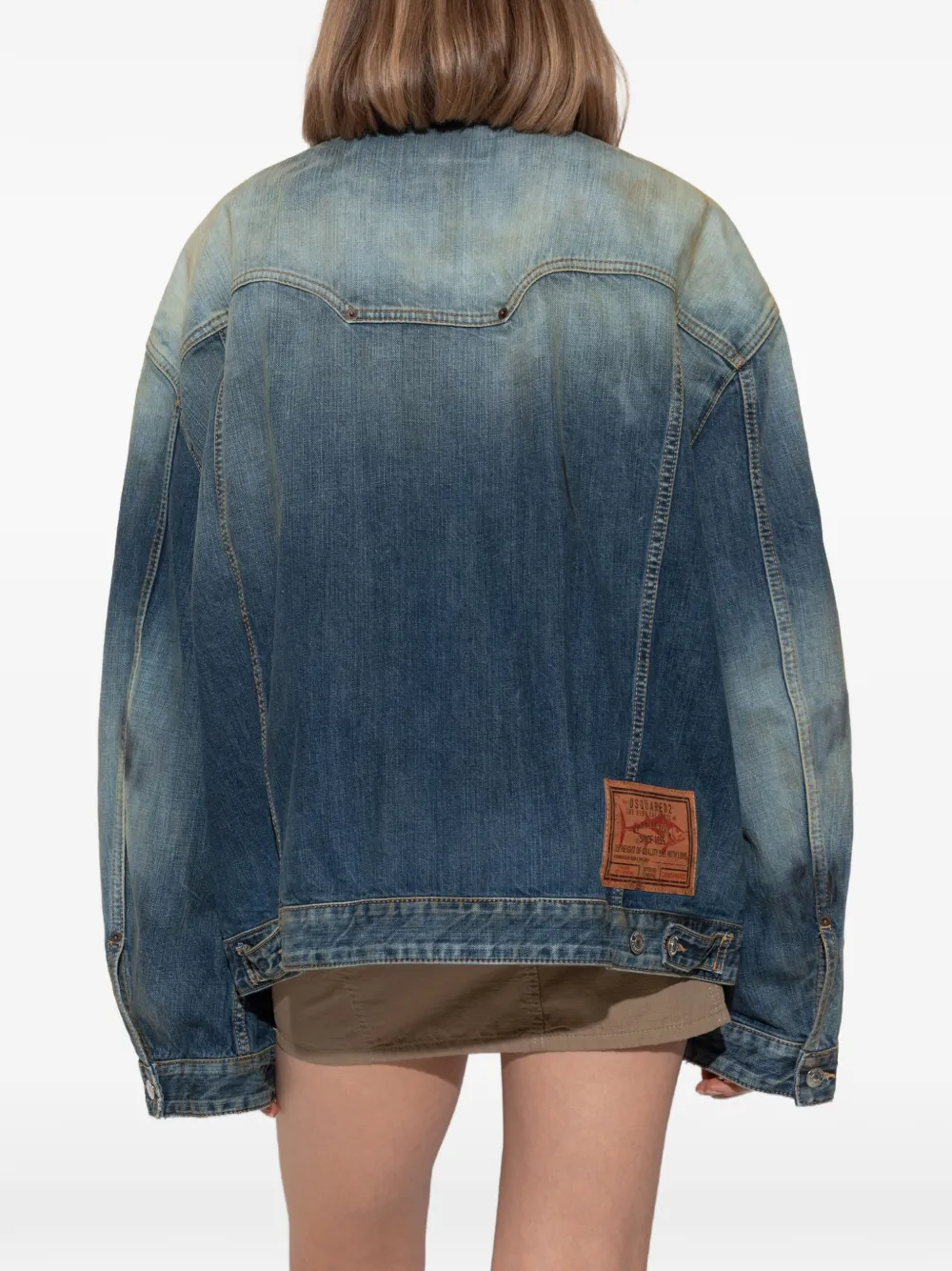 DSQUARED2 Gerafeld denim jack met vervaagd effect Blauw