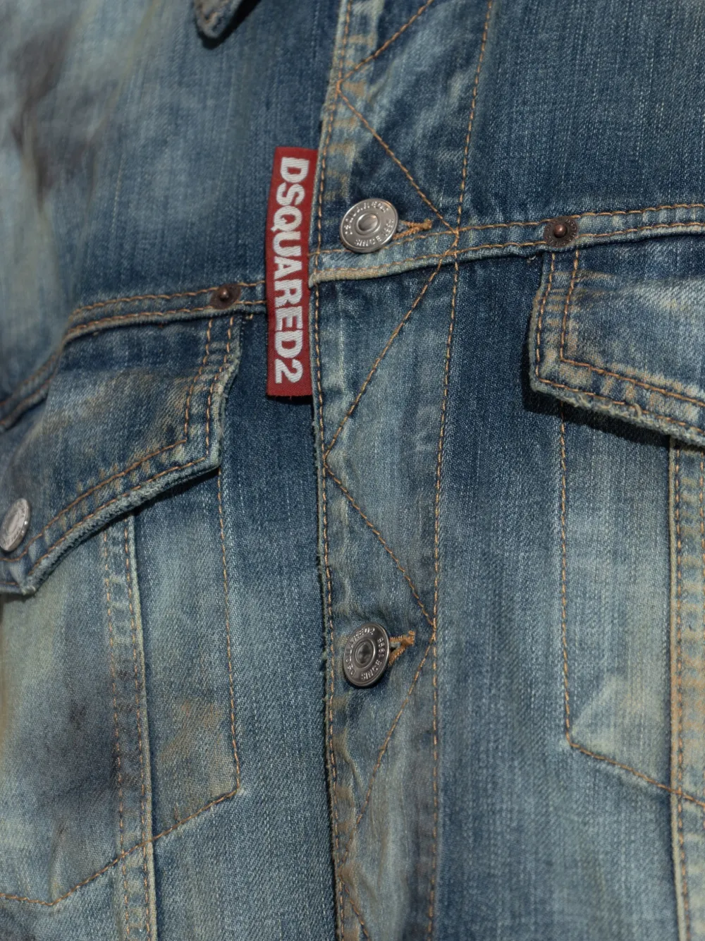 DSQUARED2 Gerafeld denim jack met vervaagd effect Blauw