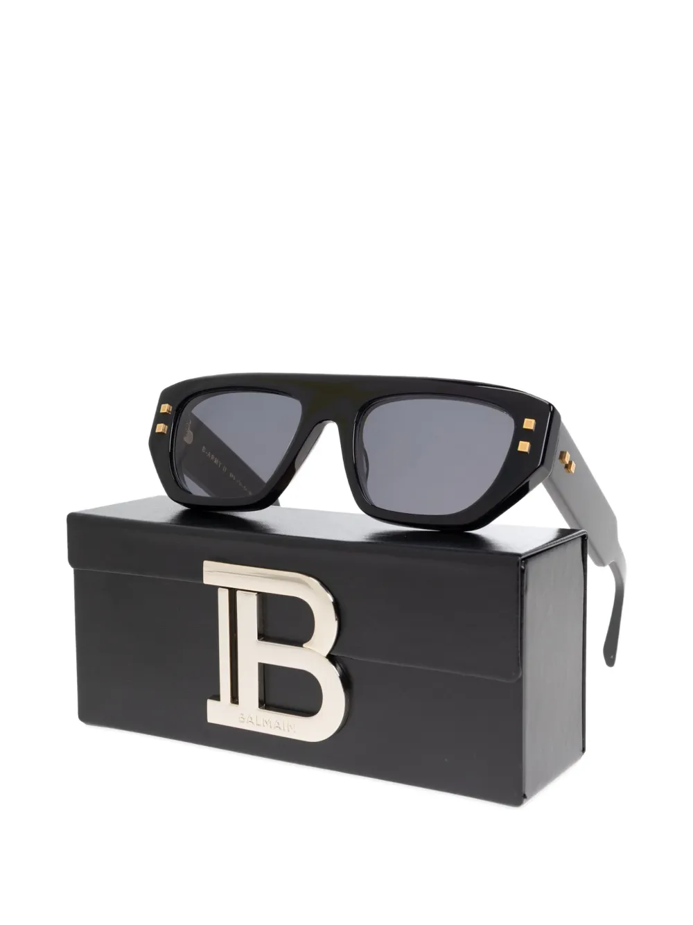 Balmain B-Army II zonnebril met geometrisch montuur Zwart