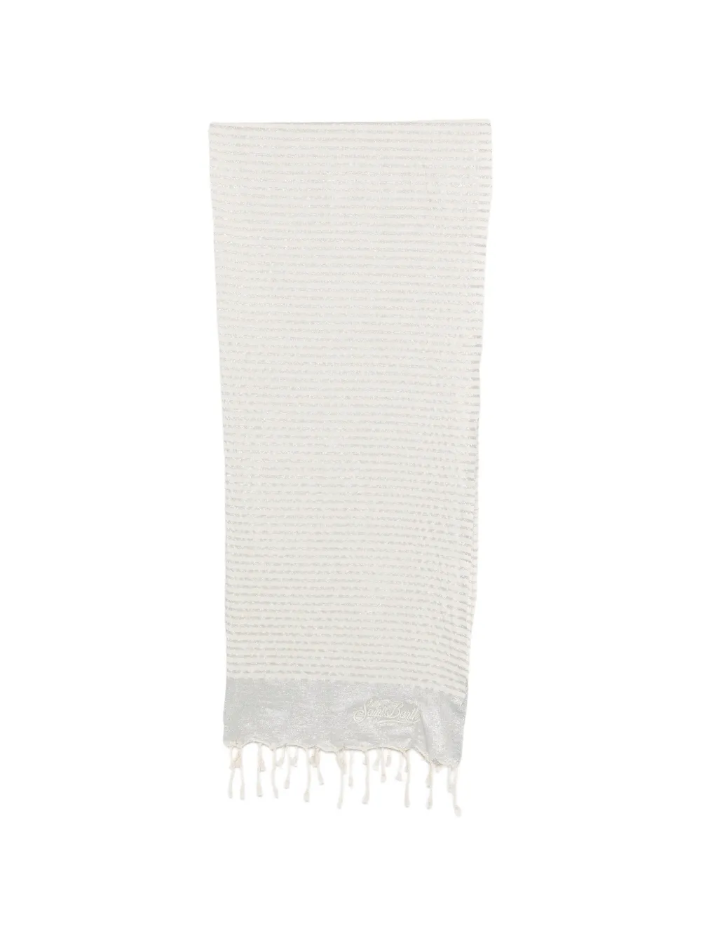 MC2 Saint Barth Kids Foutas Lurex striped fringed beach towel - Toni neutri