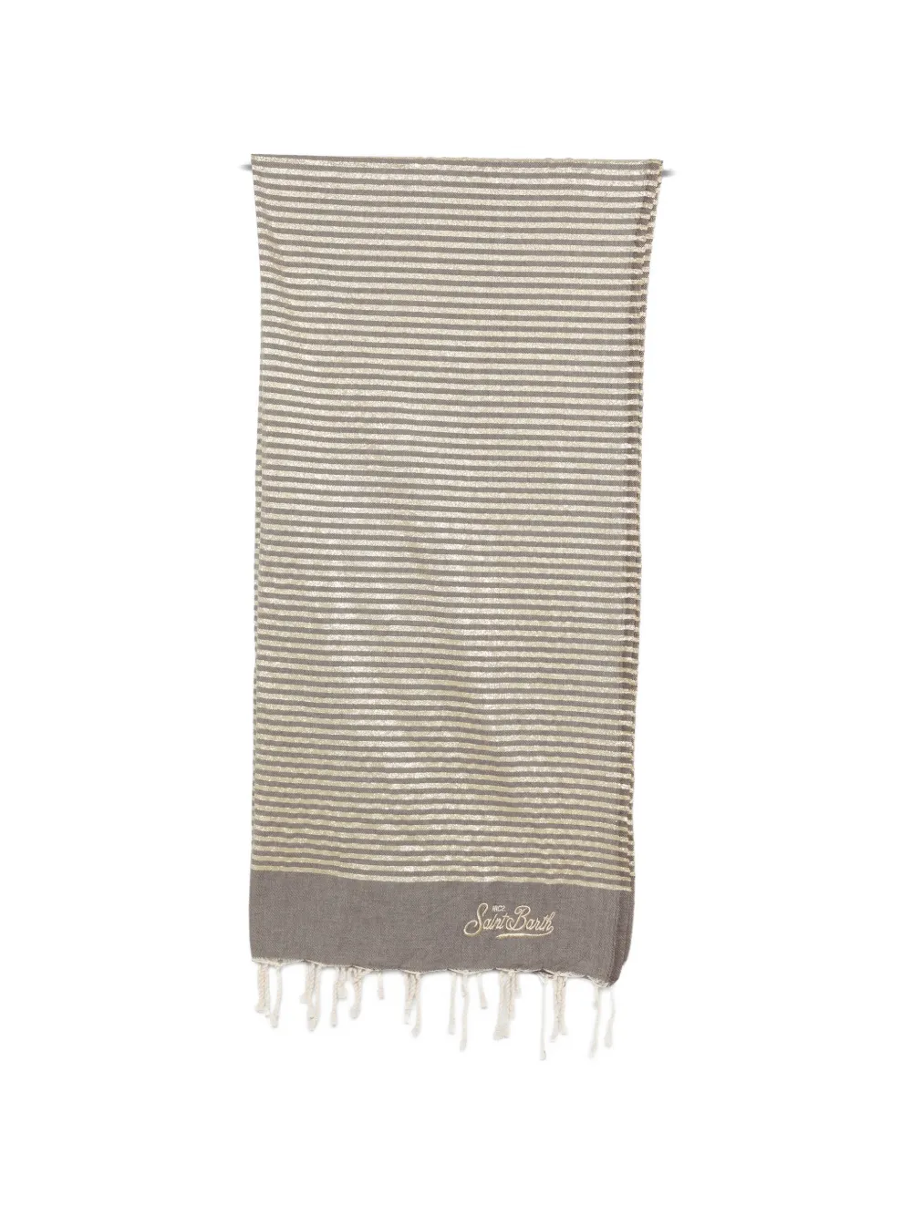 MC2 Saint Barth Kids Foutas striped metallic-effect beach towel - Braun