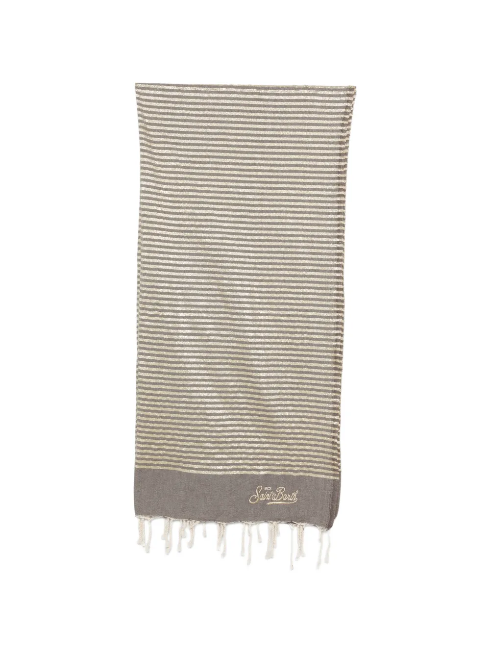 MC2 Saint Barth Kids Foutas striped metallic-effect beach towel - Marrone
