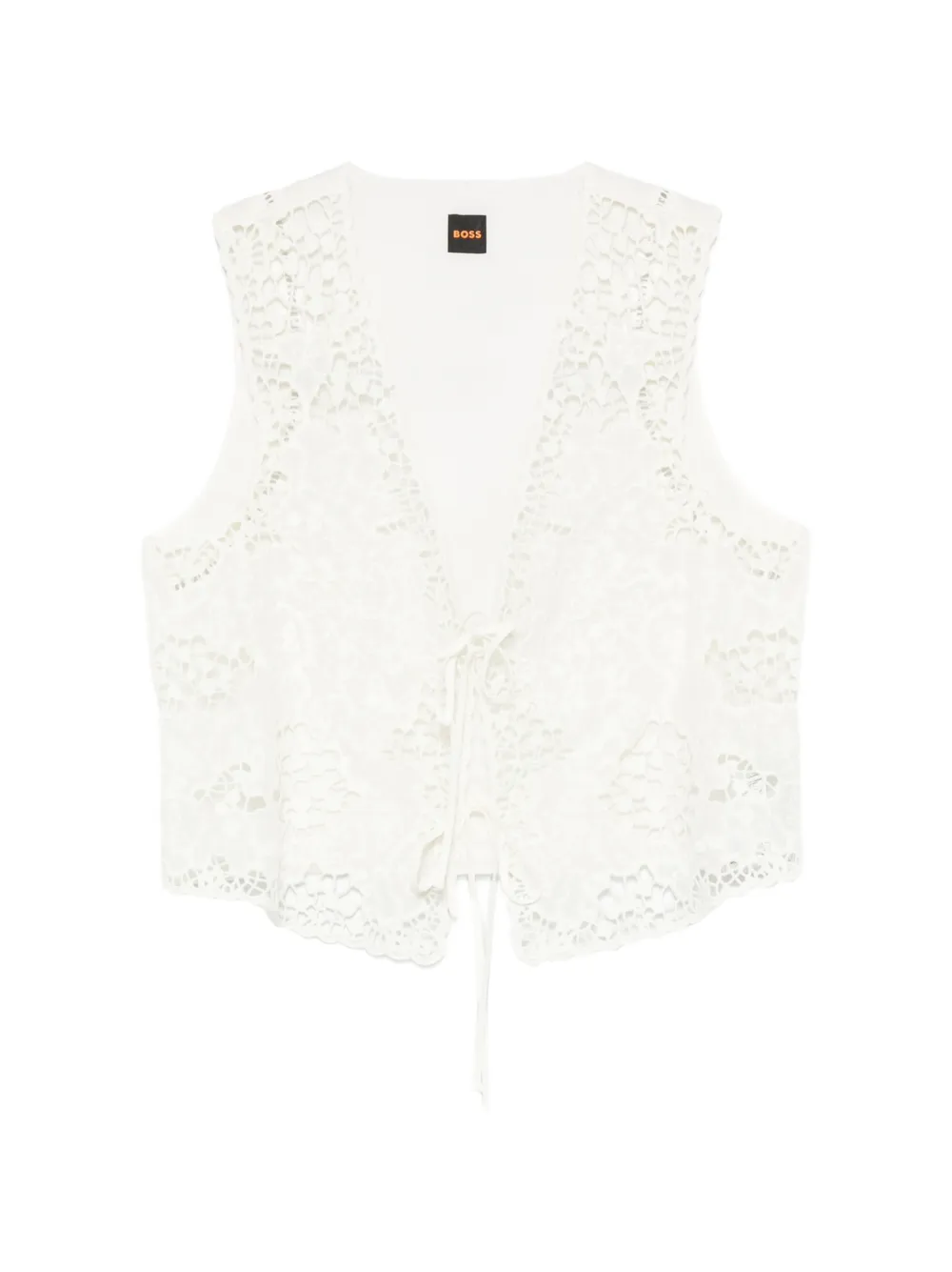 BOSS lace tie-fastening top - Bianco