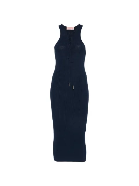 Iceberg lace-up ribbed-knit midi dress