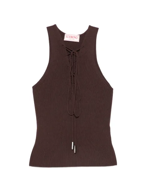 Iceberg lace-up ribbed-knit tank top
