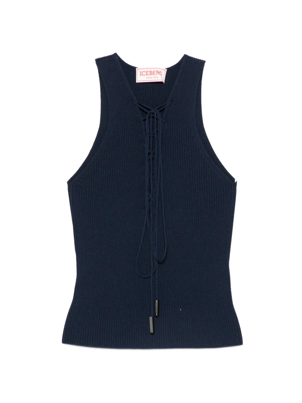 Iceberg lace-up ribbed-knit tank top - Blu